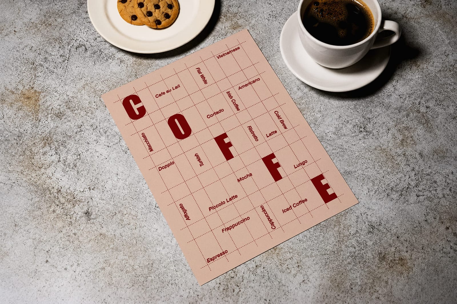 A4 Poster Mockup Cafe Table Top View