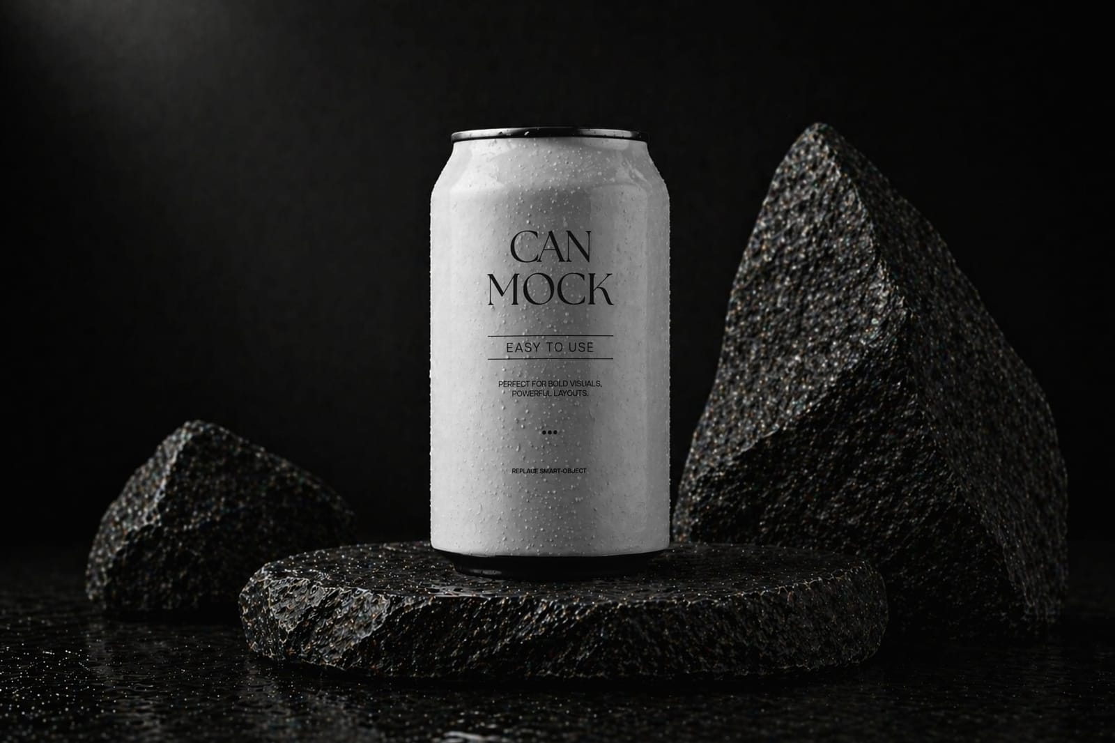 Aluminum Drink Can on Stone Mockup