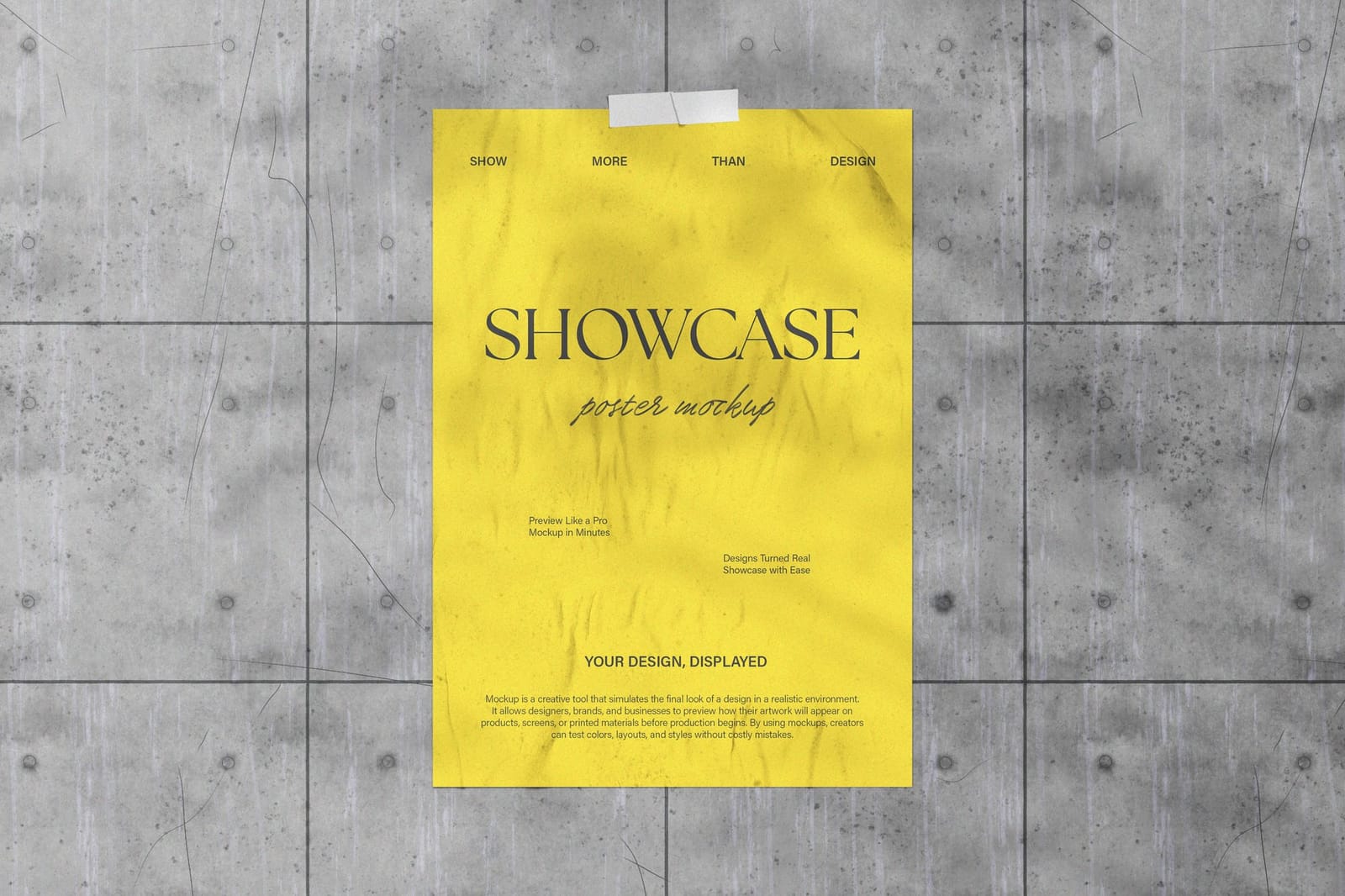Creative Poster Mockup on Cement Wall with Tape