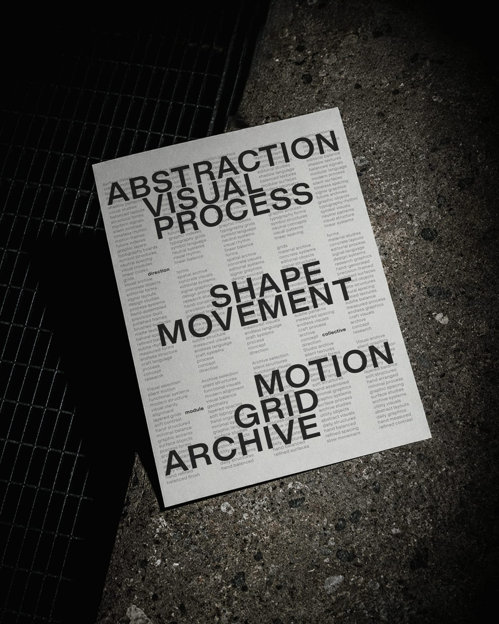 Editorial Poster Concrete Floor Light Mockup