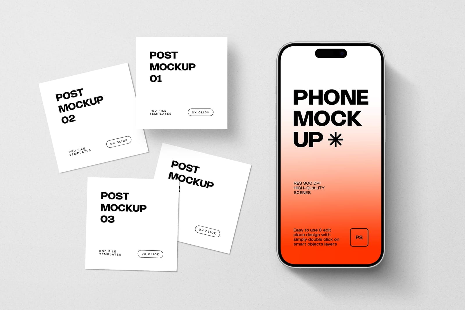 Flat Orange iPhone 17 Instagram Mockups