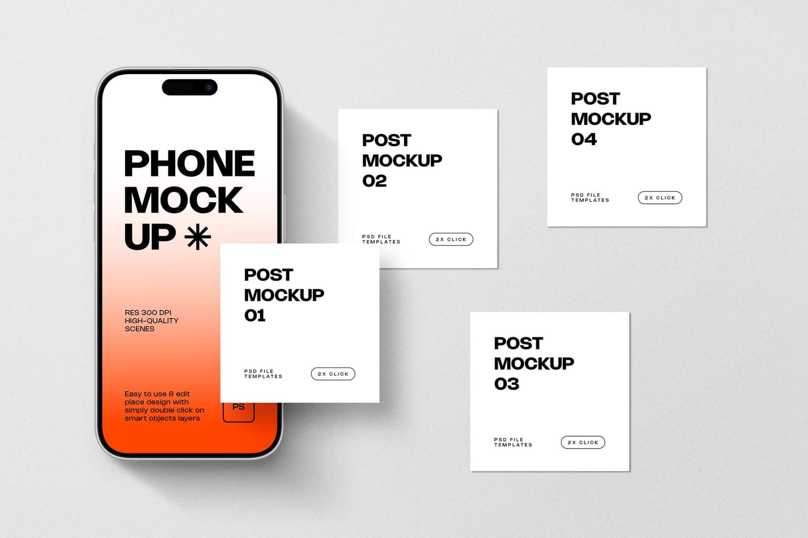 Simple Flat Orange iPhone 17 Instagram Mockup