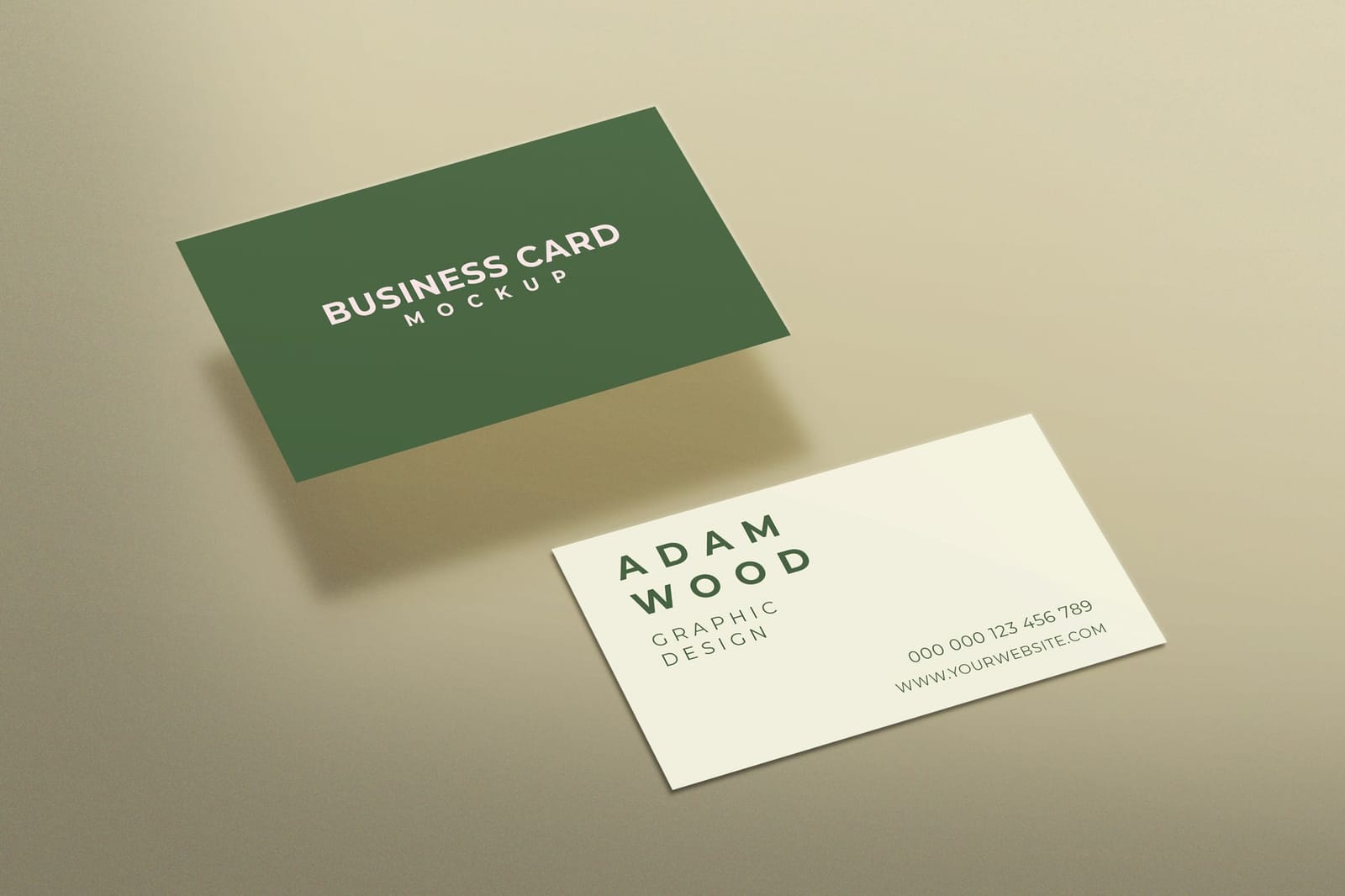 Floating Green Business Card Mockup
