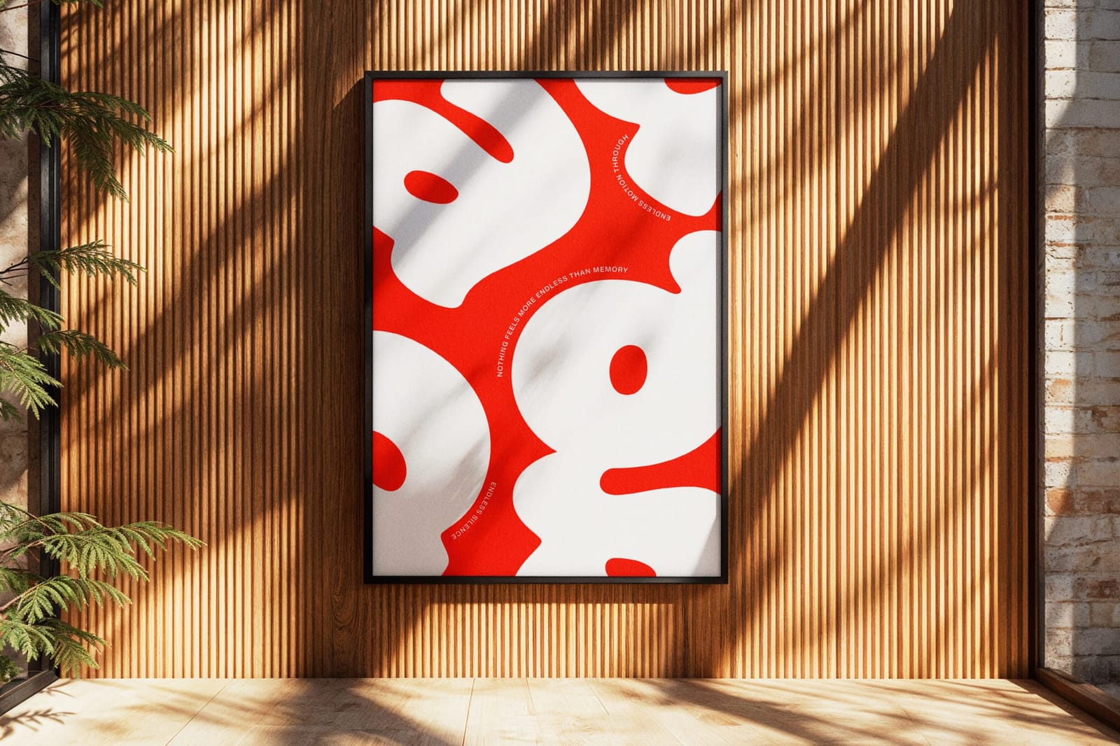 Frame Poster Mockup with Morning Light on Wood Paneling