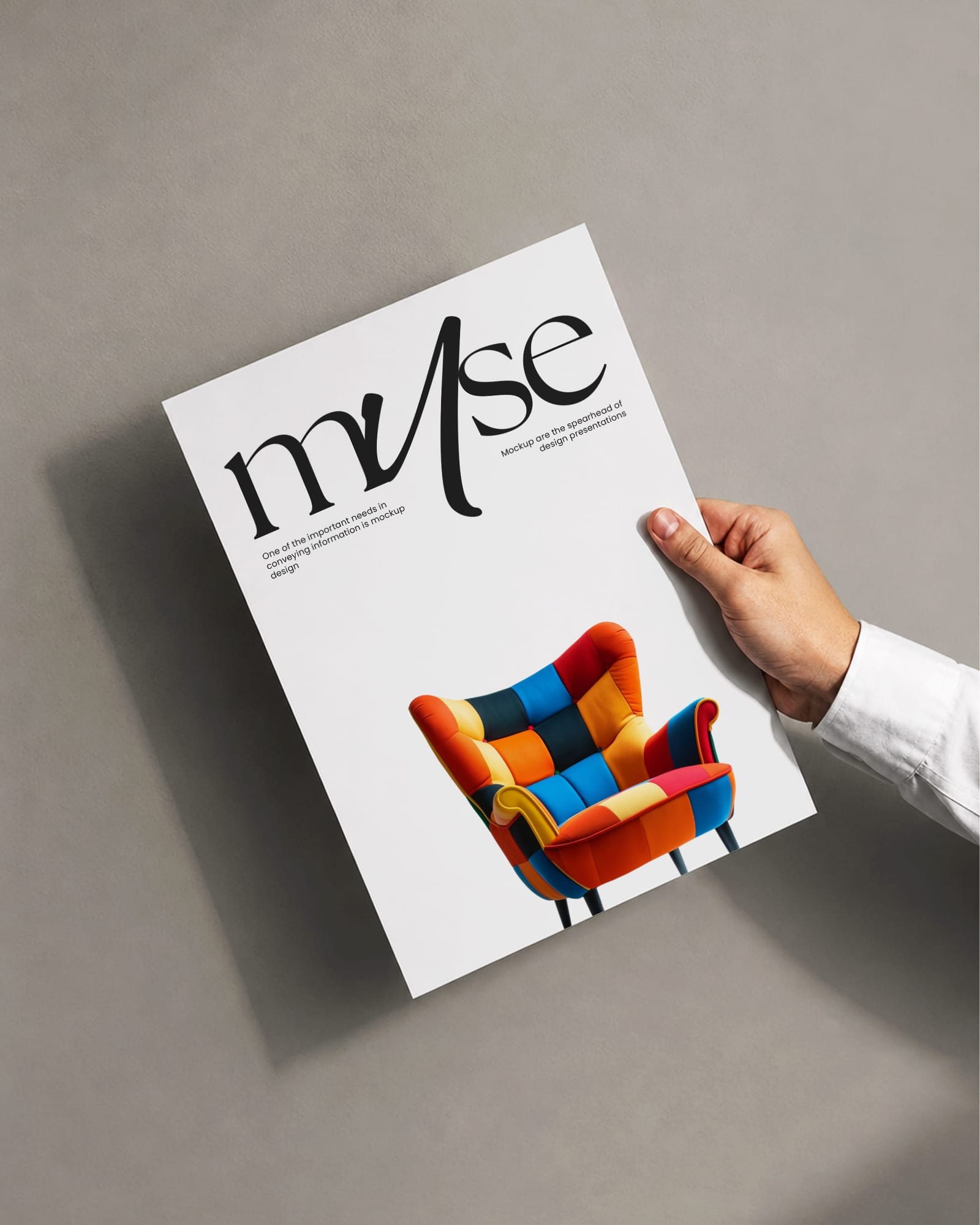 Hand Holding Floating Poster Mockup