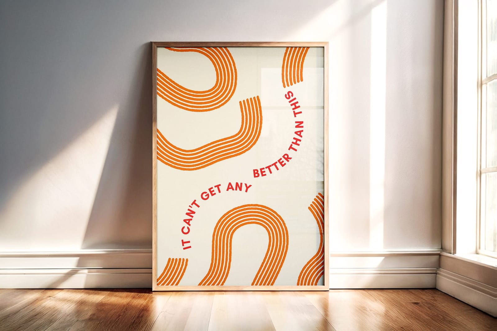 Interior Frame Poster Mockup on Wood Floor