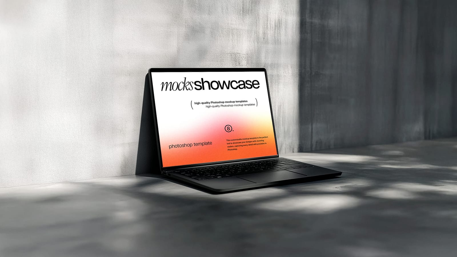 Laptop Mockup on Industrial Stone Scene