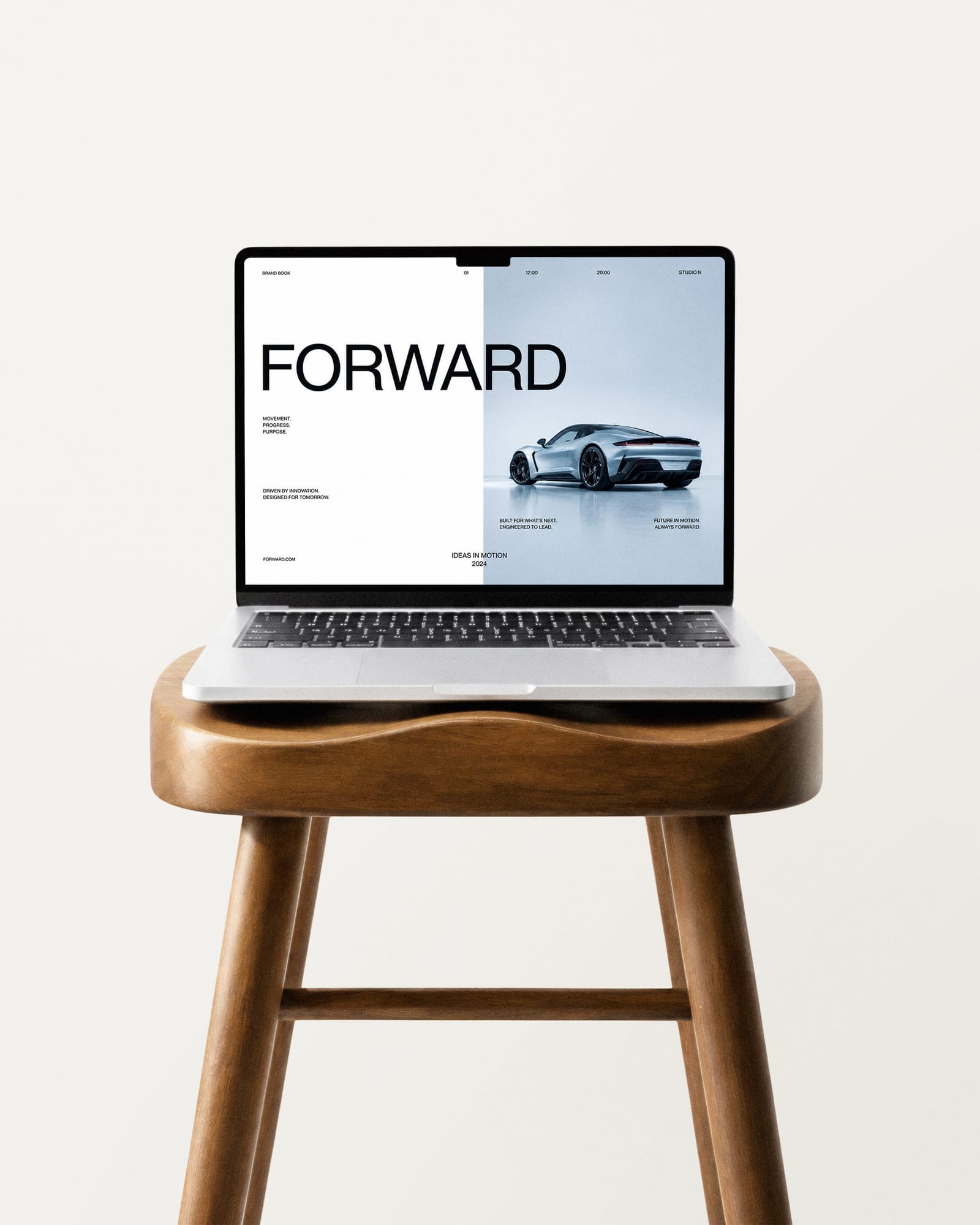 Macbook Mockup on Wooden Chair