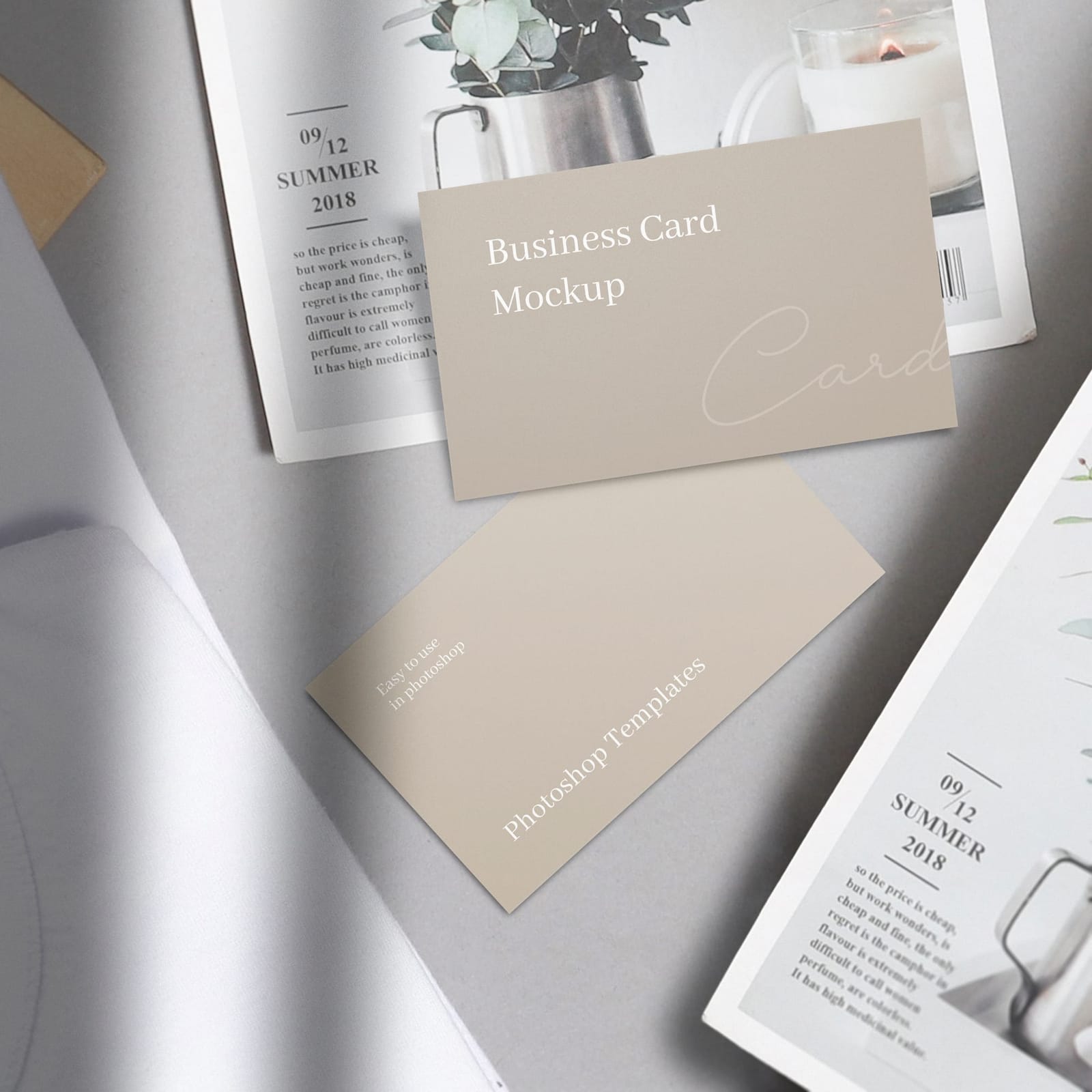 Minimal Beige Business Card Mockup