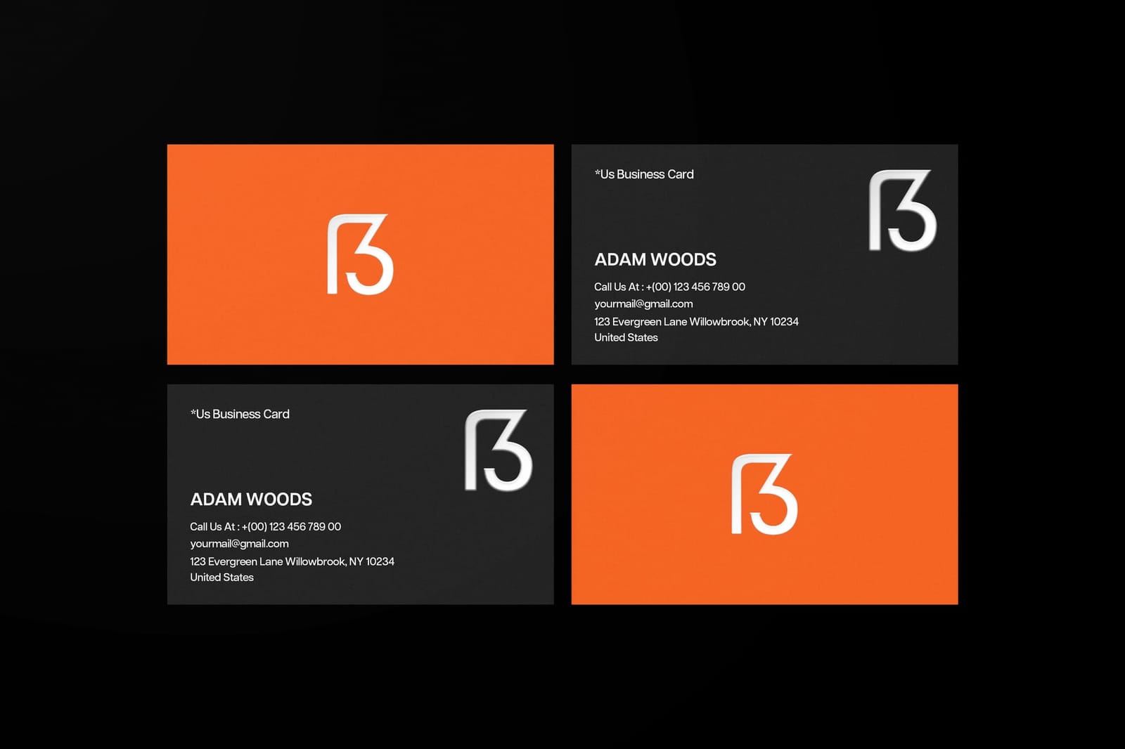 Modern Black Corporate Business Card Mockup