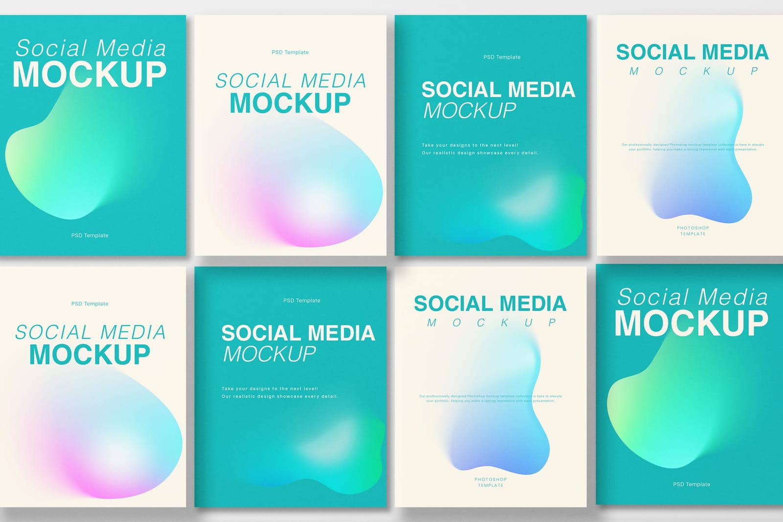 Multiple Fluid Neon Social Media Mockup