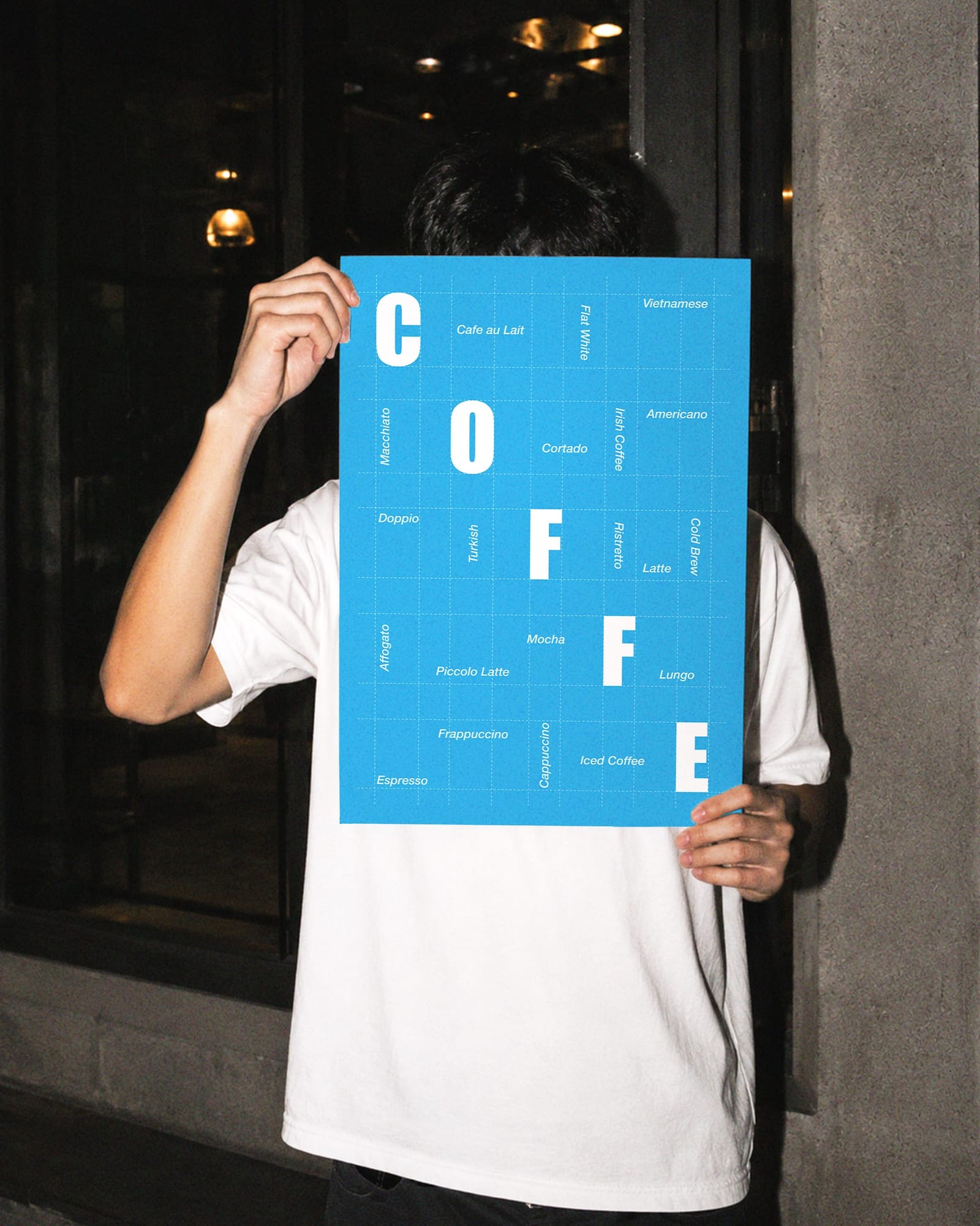 Poster Cover Face Mockup Flash Night Street Scene