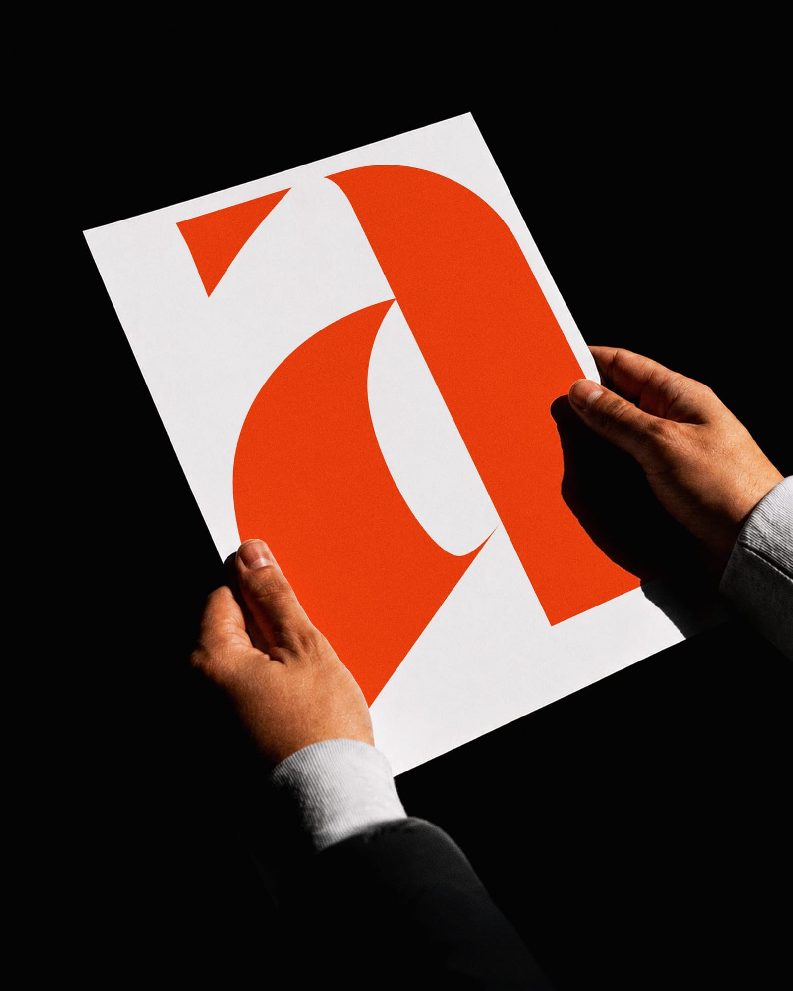 Poster Mockup Hand Holding Dark Background