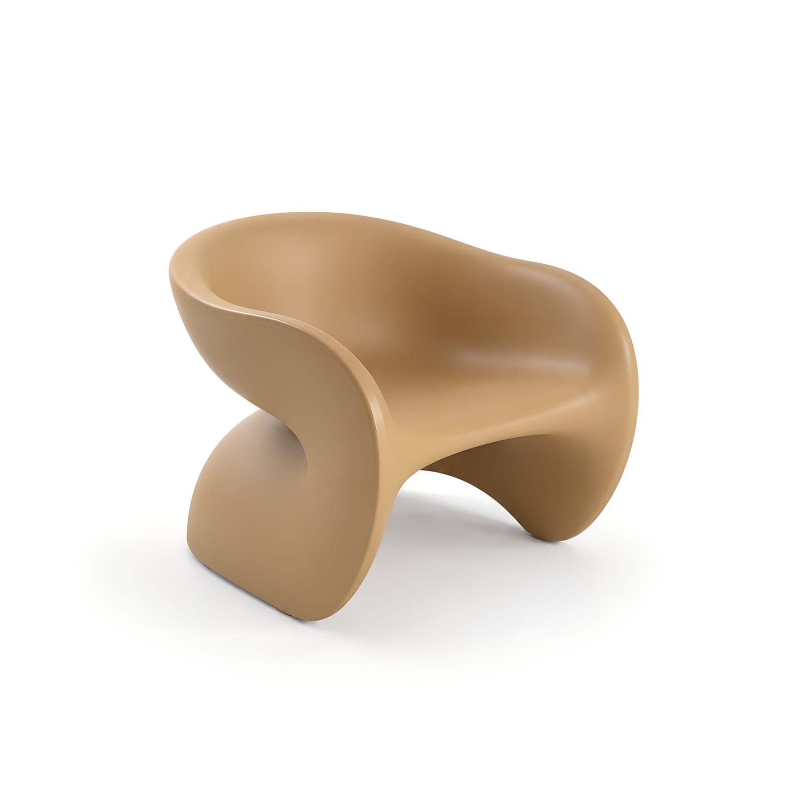 Sculptural Tan Lounge Chair Design