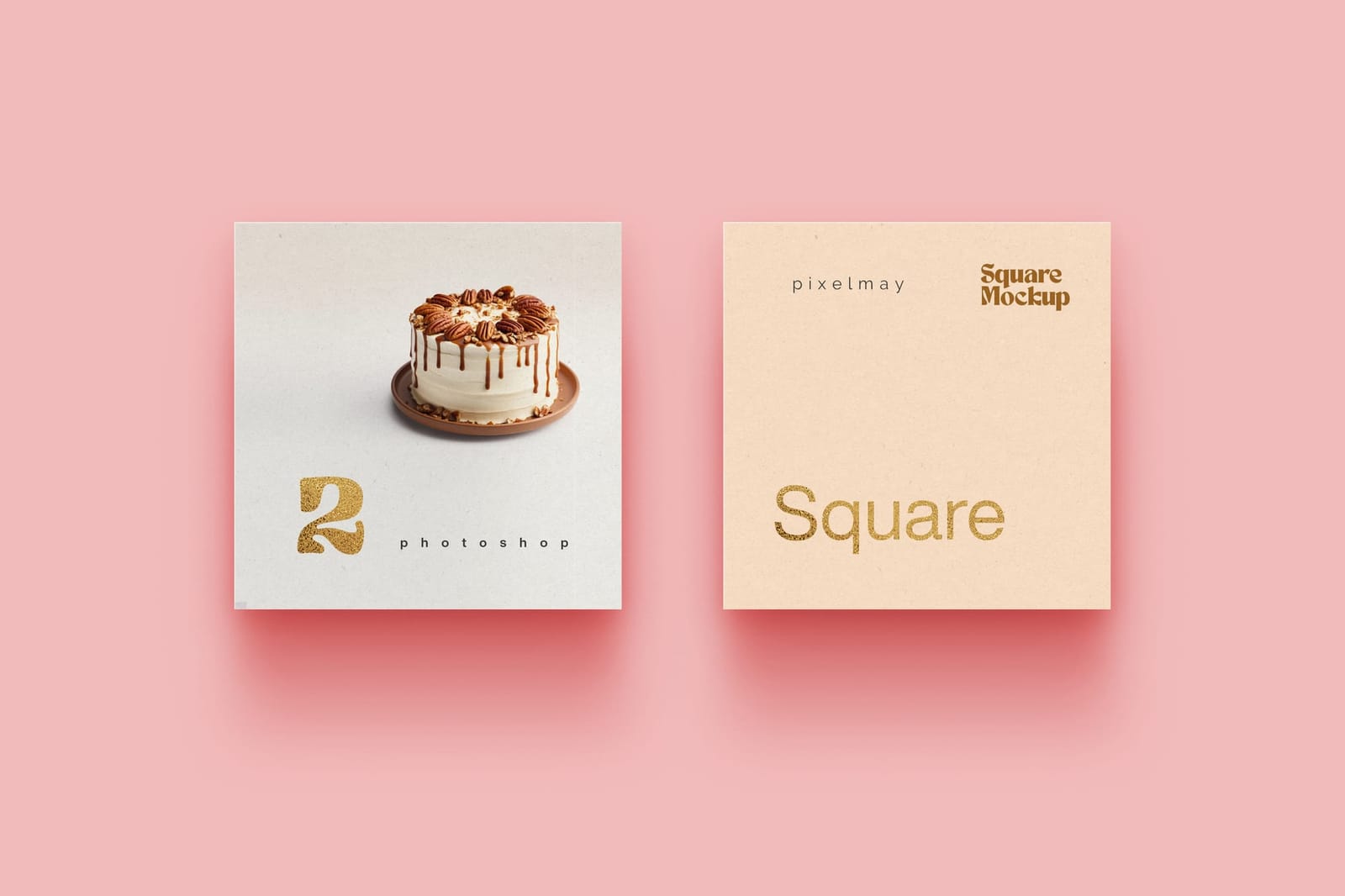 Soft Square Mockup with Realistic Shadow Tea Rose Color