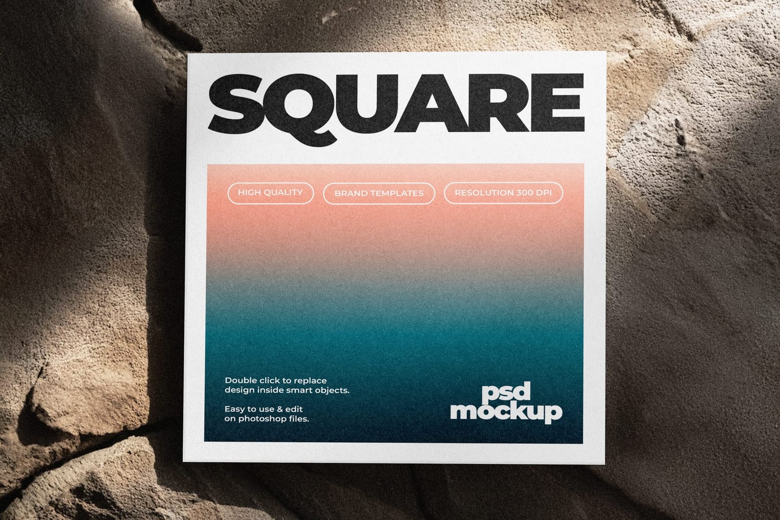 Square Paper Mockup On Stone
