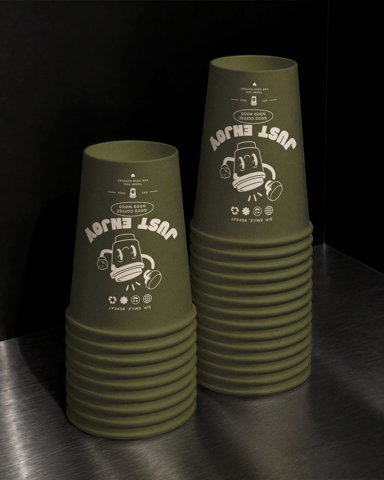 Stacked Coffee Paper Cup Mockup