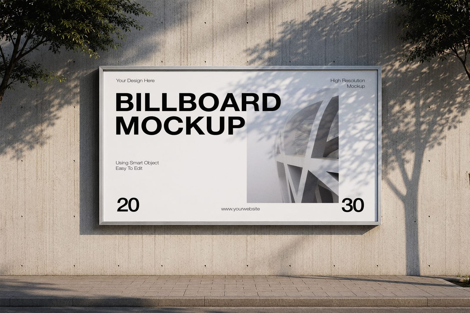 Wall Mounted Billboard Mockup