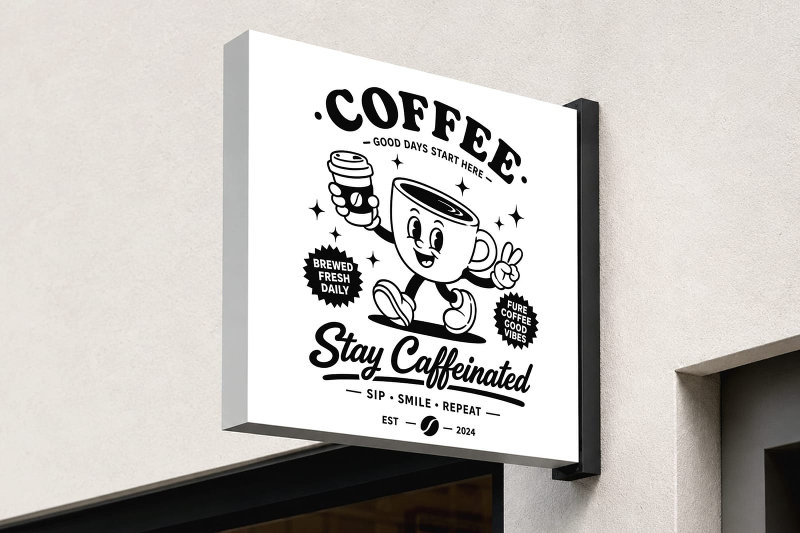 Wall Sign Board Mockup Modern Exterior Perspective