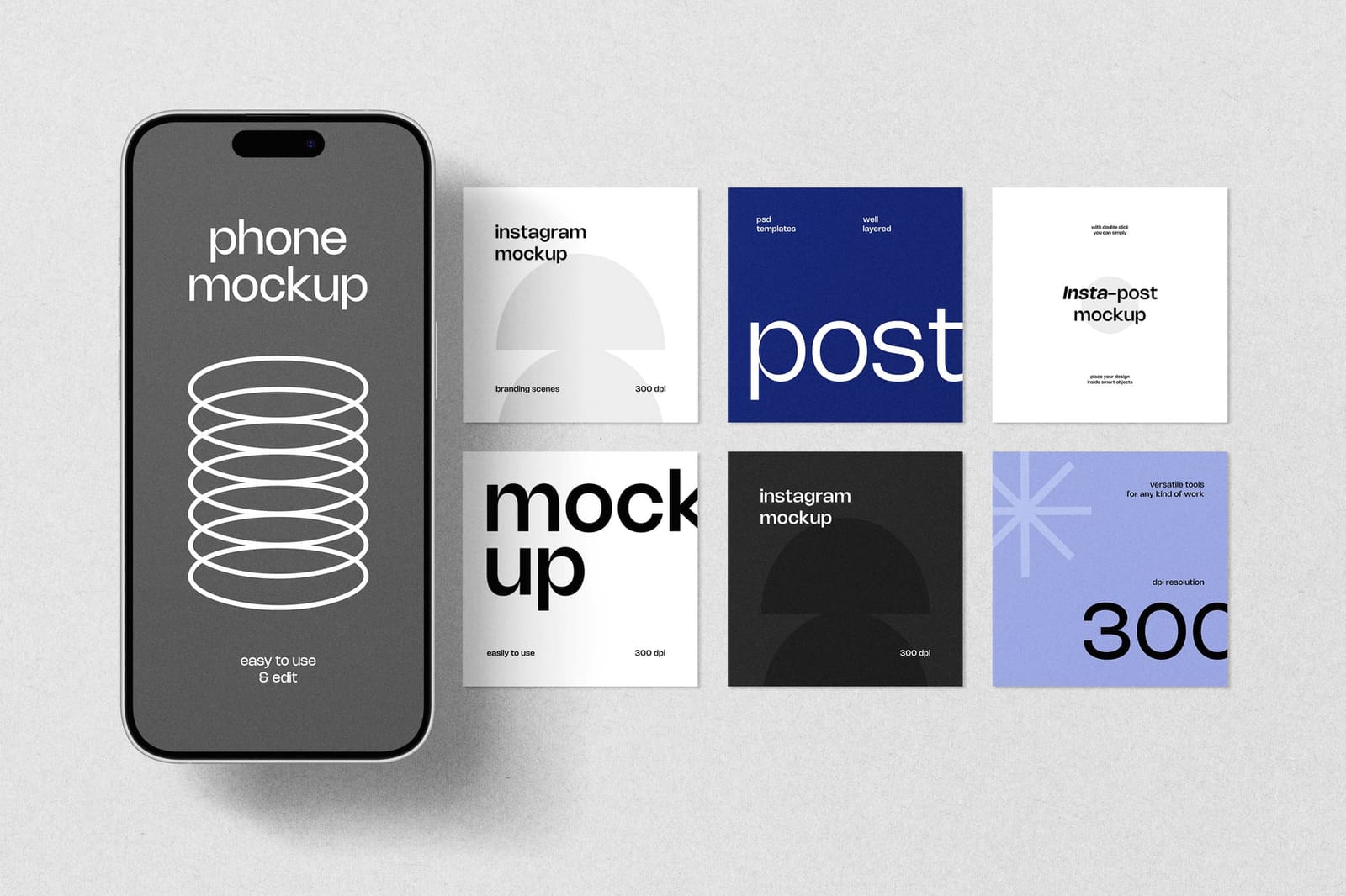 Soft Blue Tone Instagram Post with Story Mockup