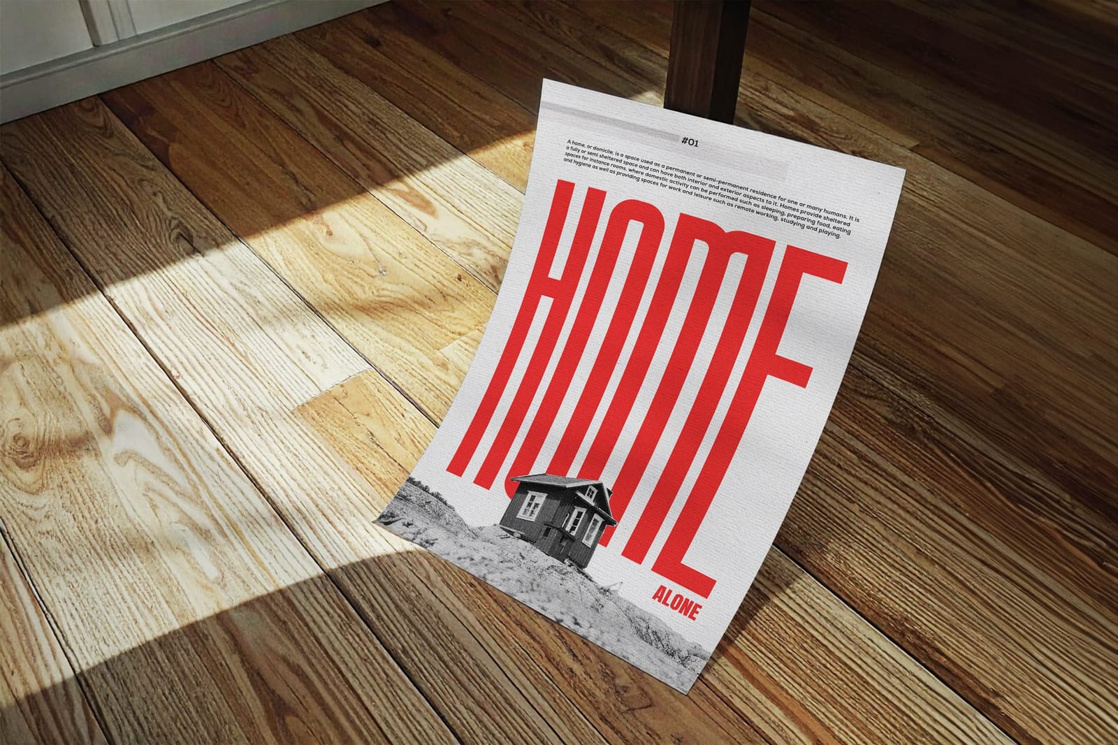 A4 Poster Mockup on Wooden Floor
