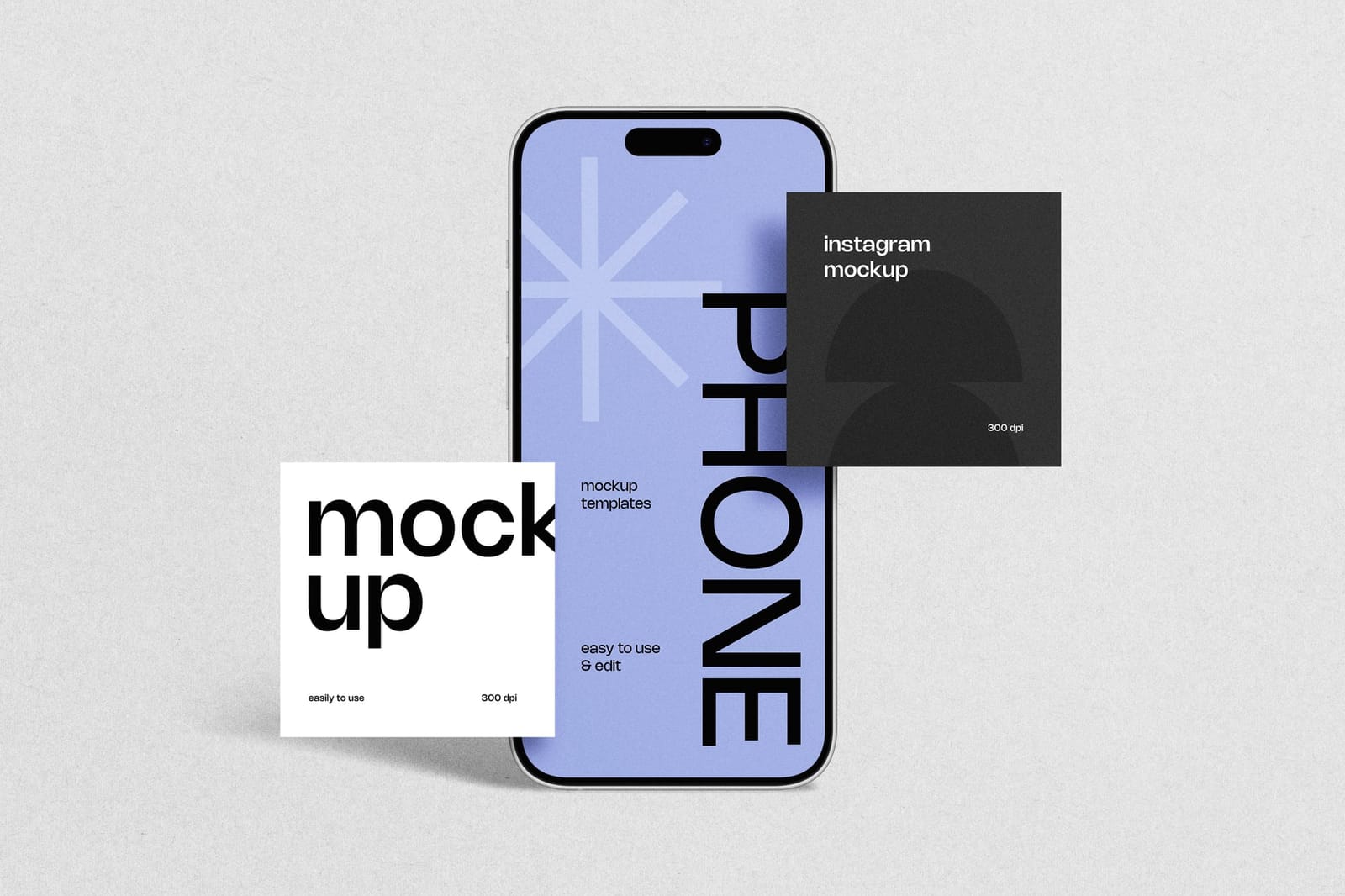 An Iphone with Floating Instagram Post and Story Mockup