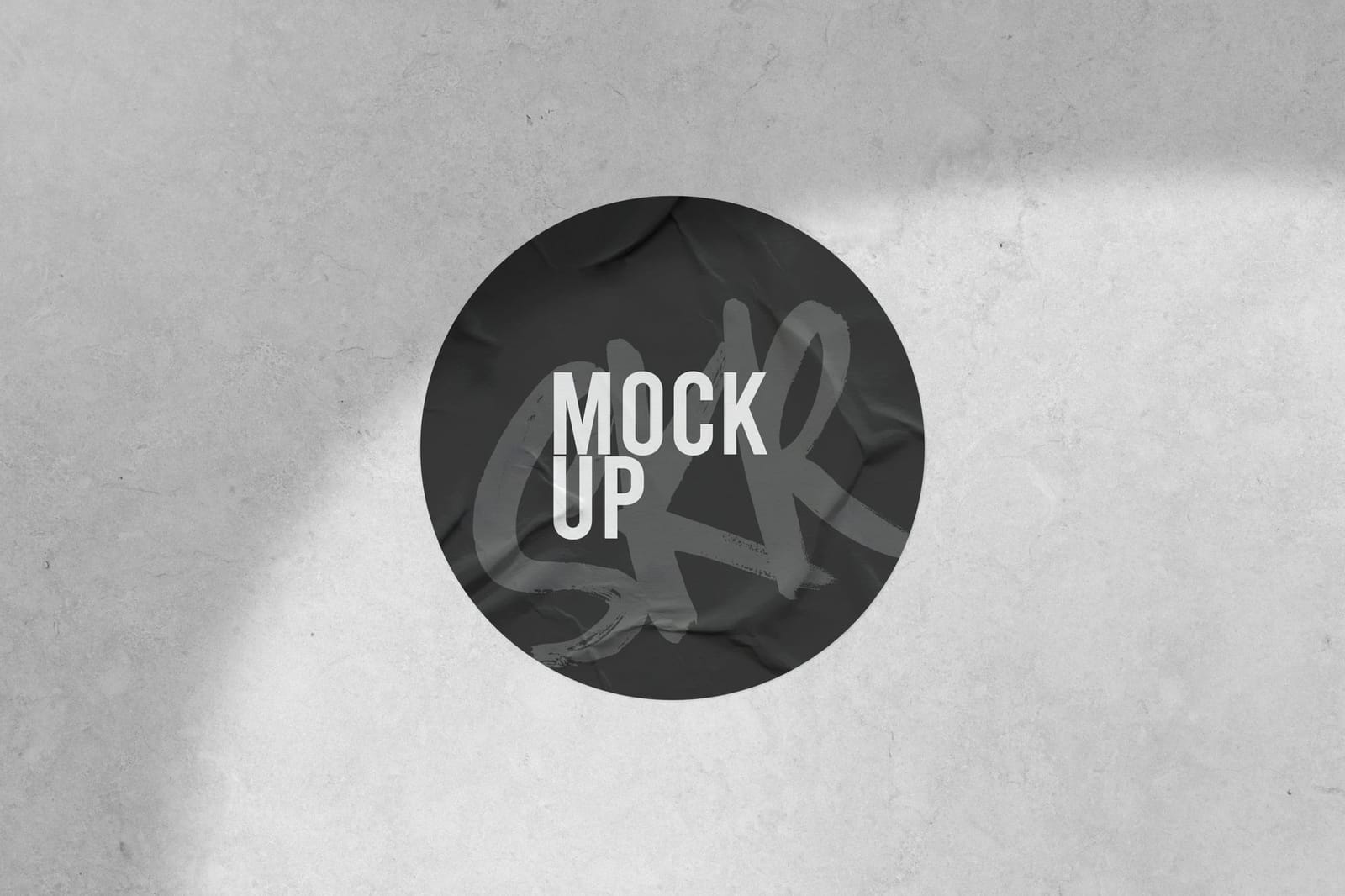 Black Glued Concrete Sticker Mockup