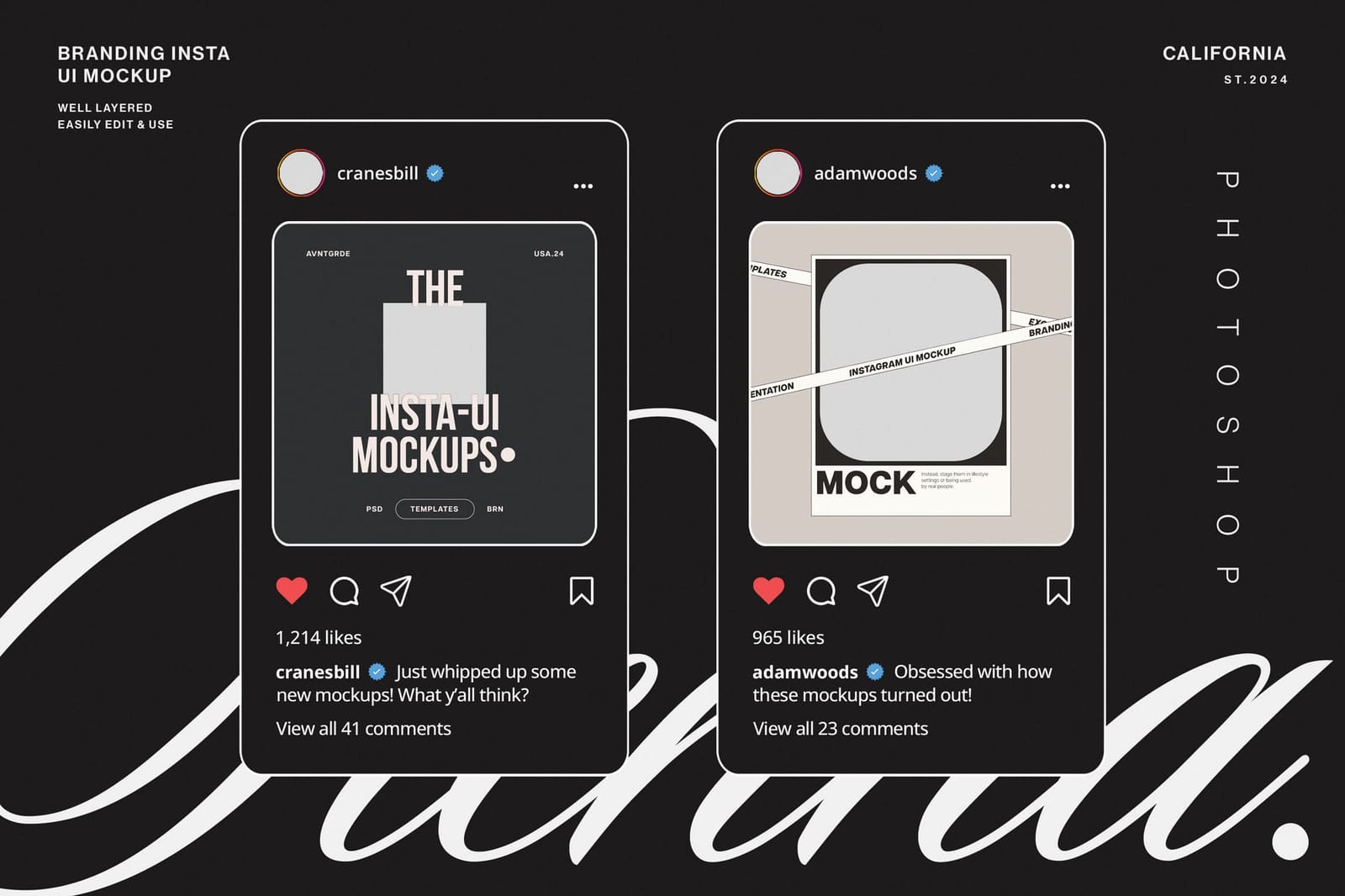 Black Interface Pair Instagram Post UI Mockup