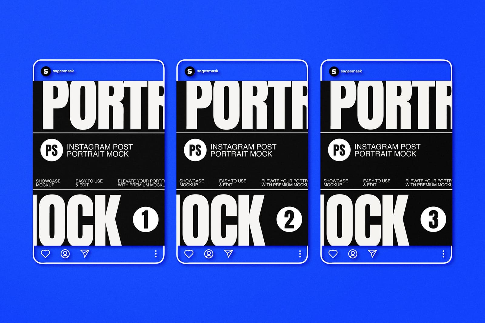 Blue Instagram Post Portrait UI Mockup
