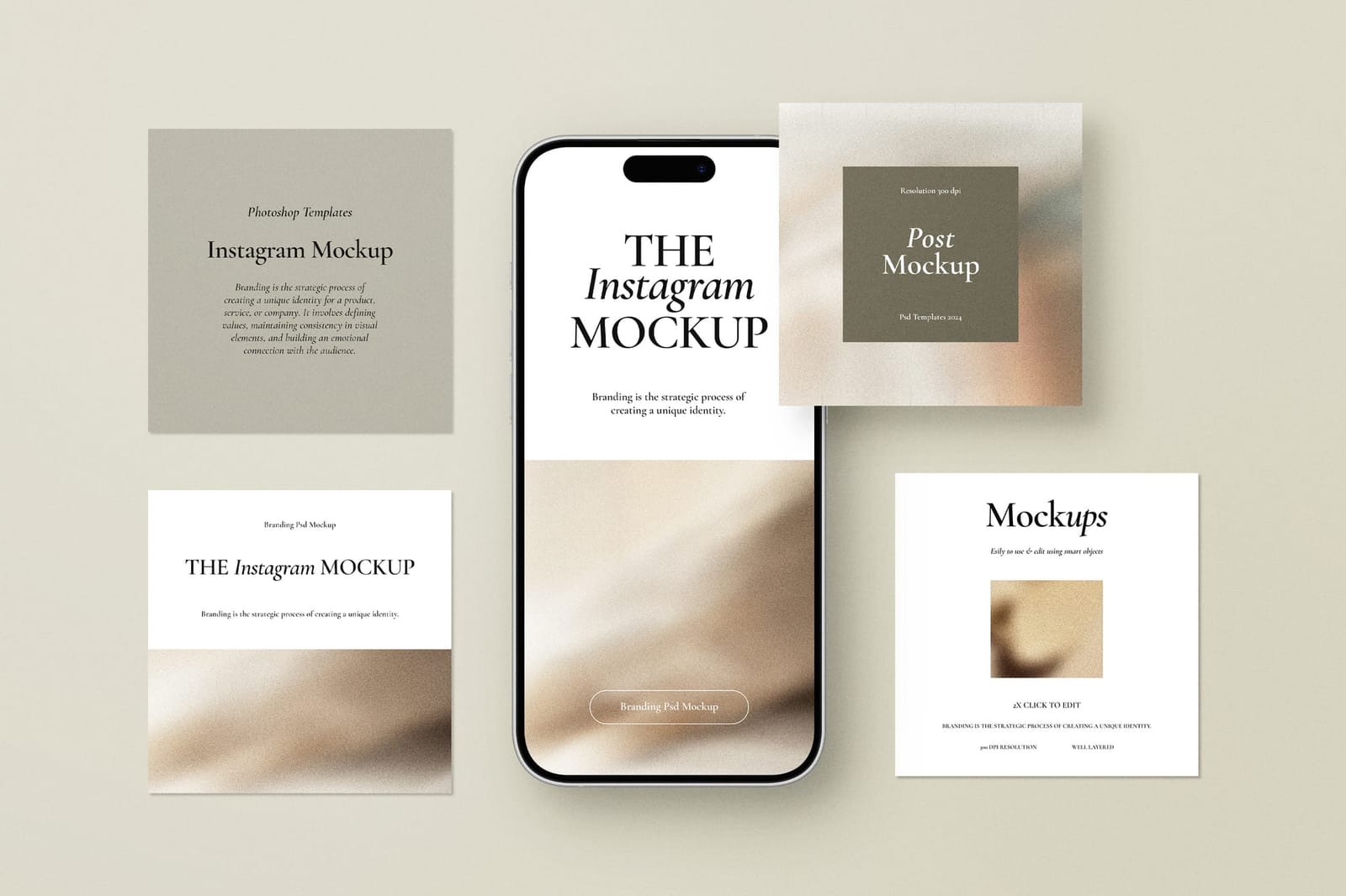 Boho Floating Square UI Post and Story Mockup