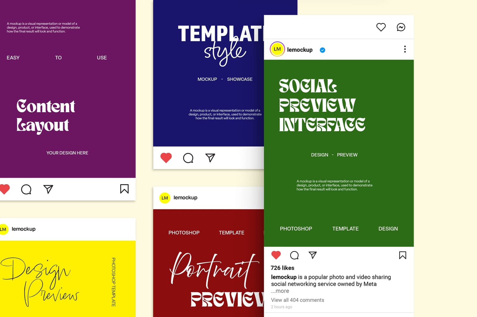 Bold Instagram UI Collage Layout Mockup