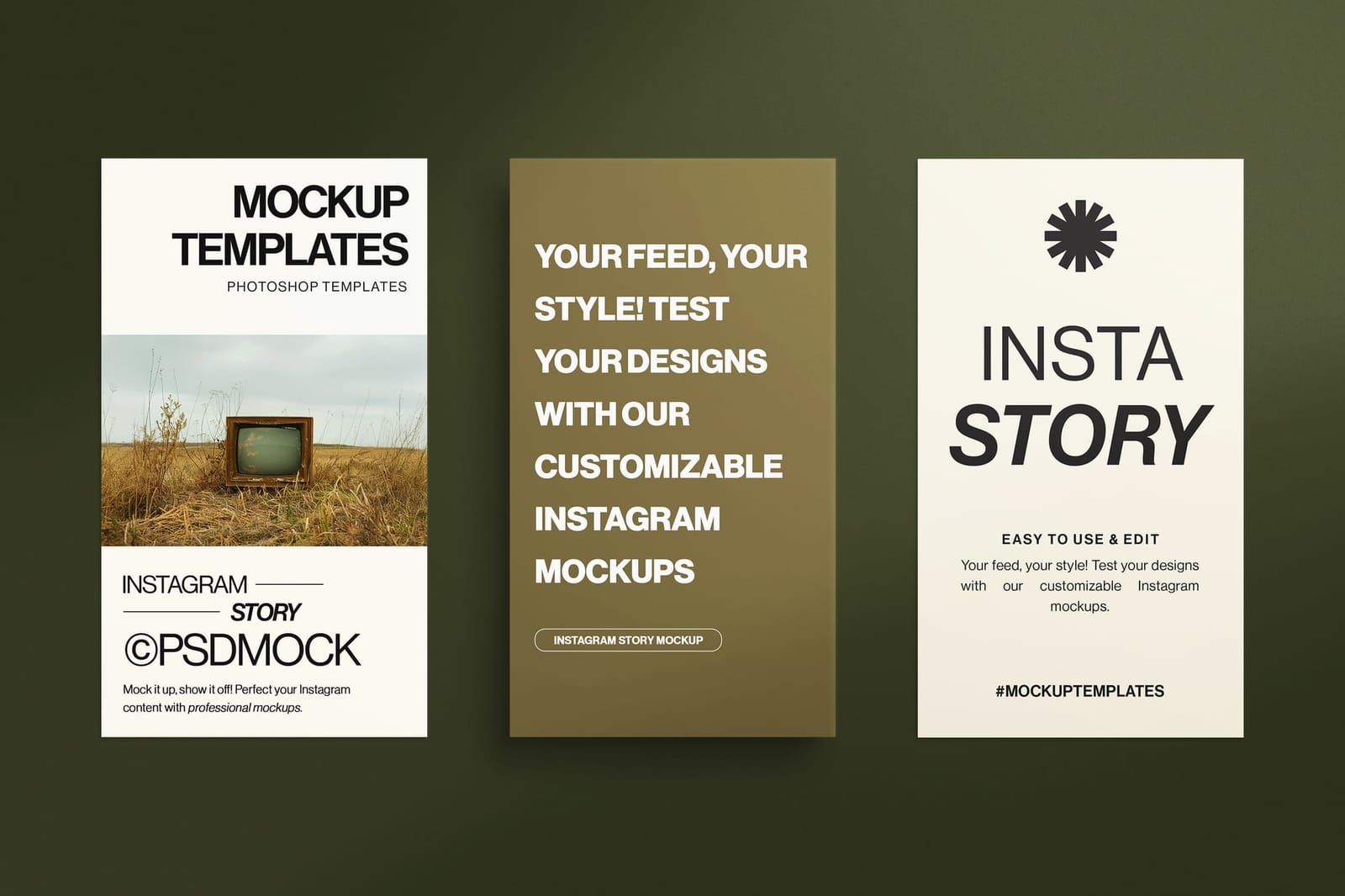 Brand Instagram with Three Story Row Showcase Mockup