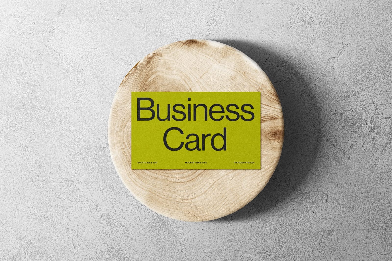 Business Card Mockup on Wooden Display Stand