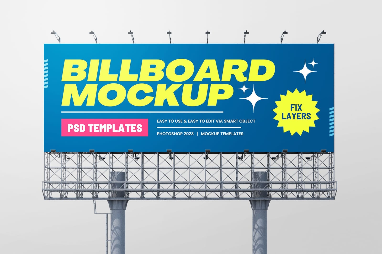Centered Blue Advertising Billboard Mockup