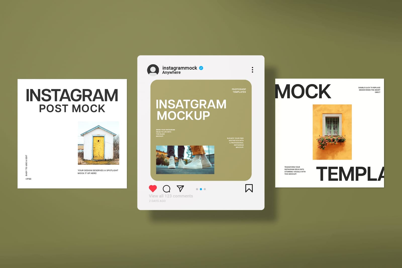 Centered Floating Instagram Post UI Mockup Interaction