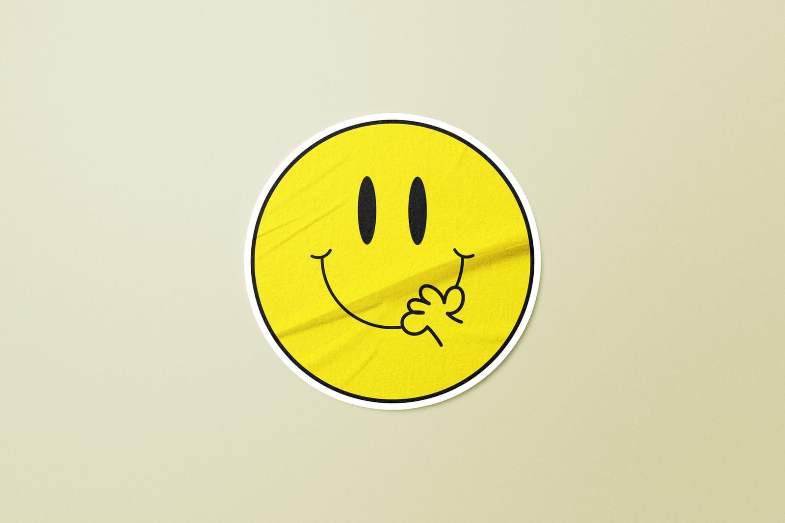 Centered Retro Decal Smiley Yellow Badge Sticker Art Mockup