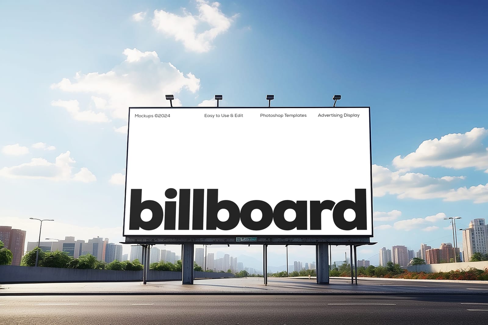 Clean White City Highway Billboard Mockup