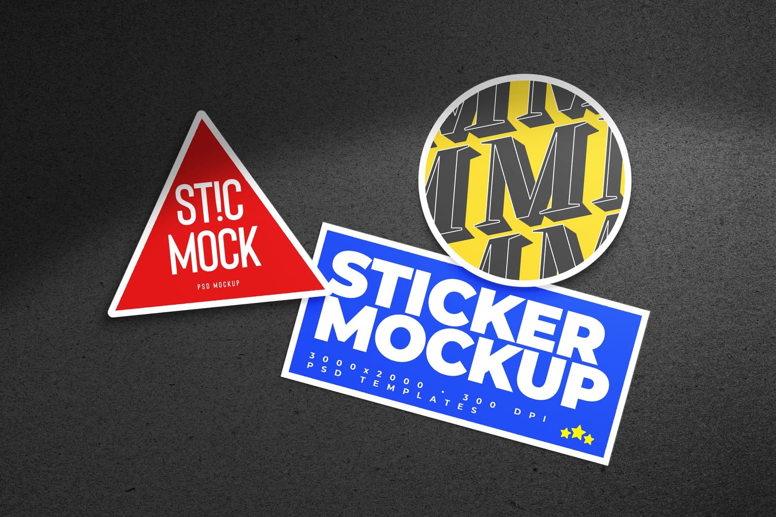 Dark Texture Geometric Sticker Pack Mockup