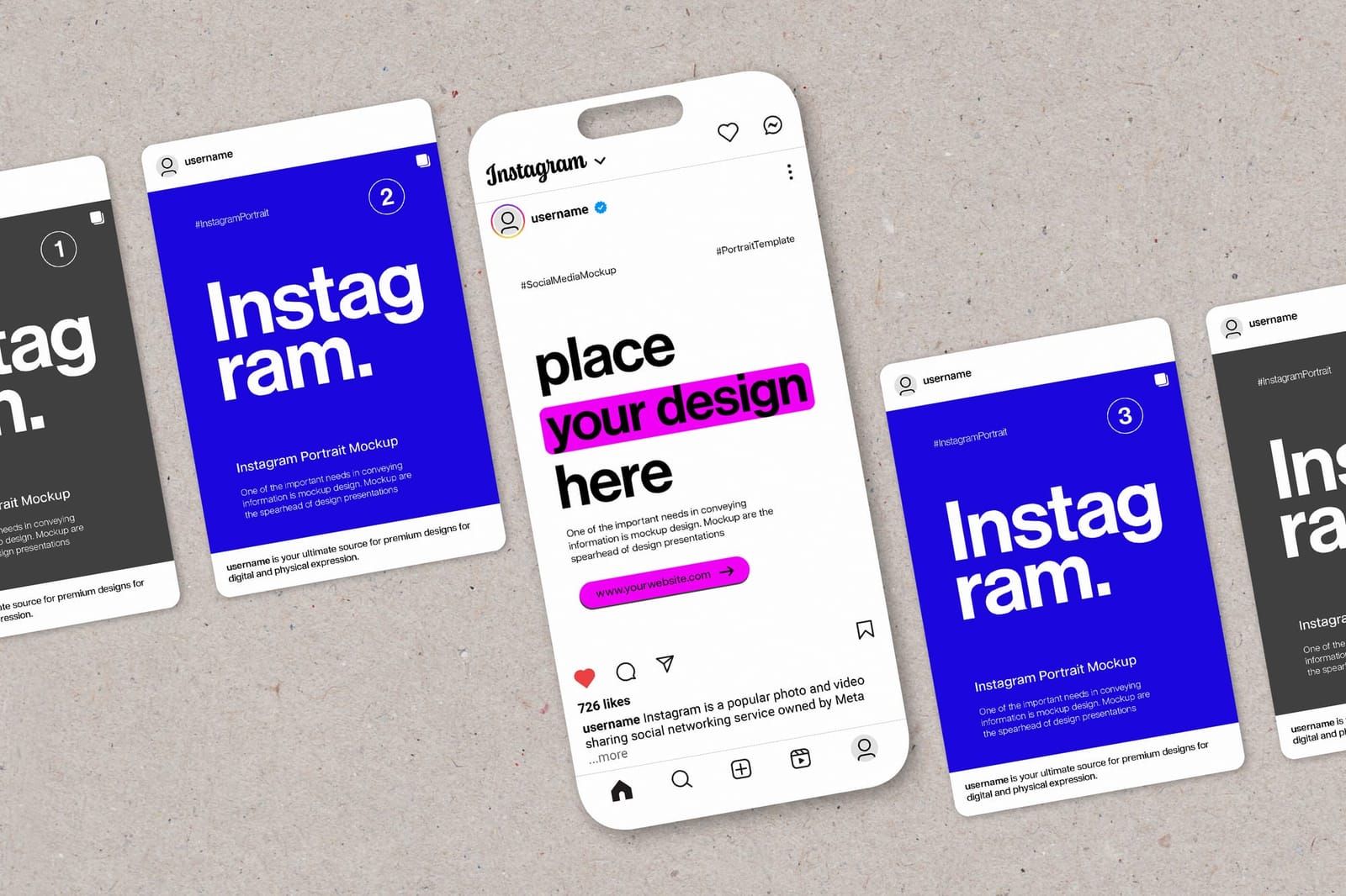 Diagonal Texture Flatlay UI Instagram Post Mockup