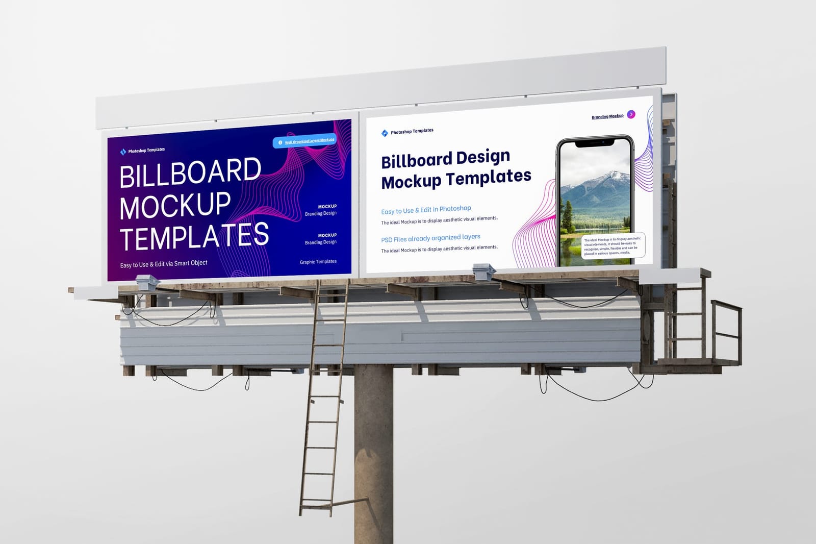 Double Billboard Left View Mockup