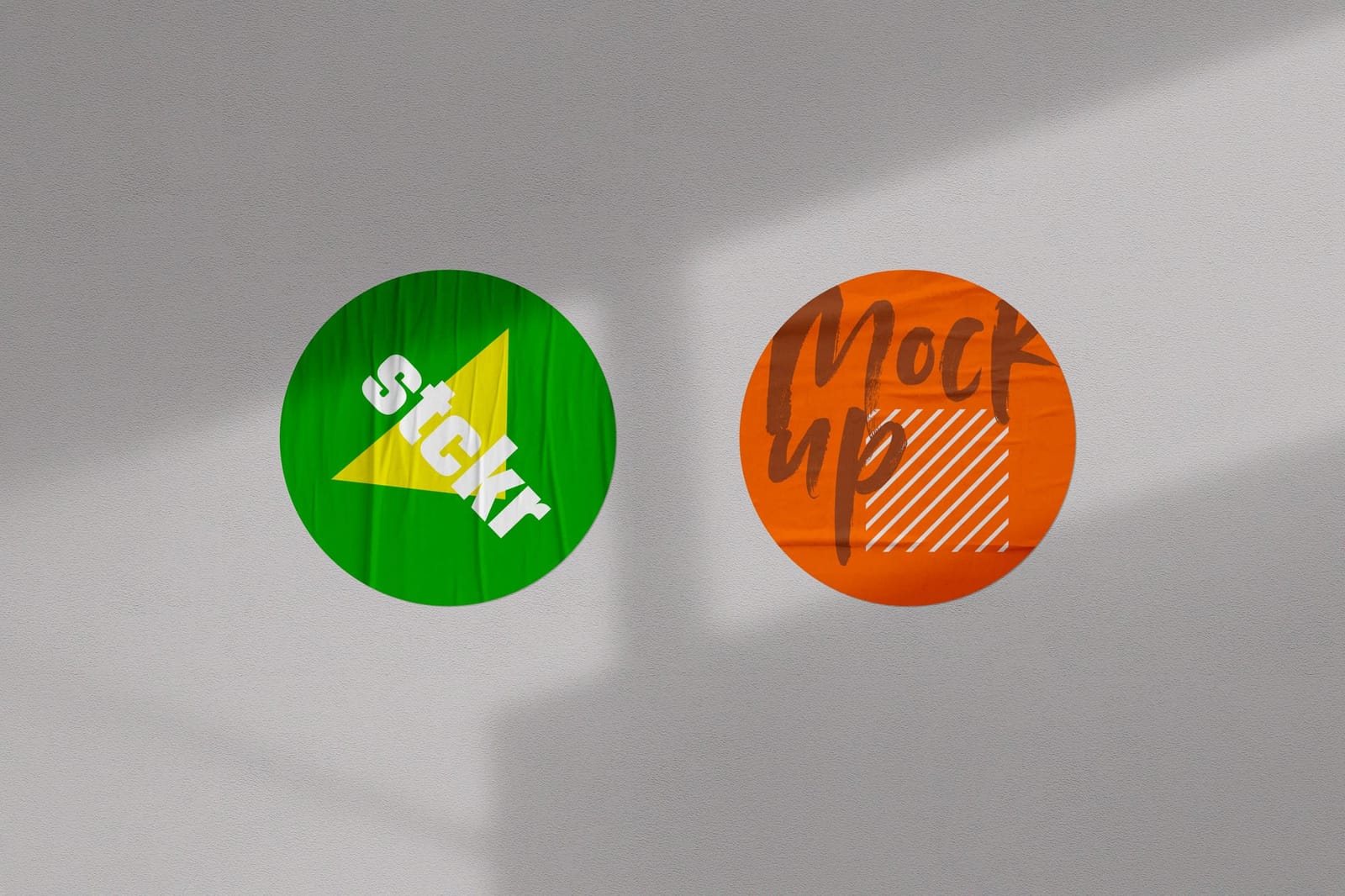Dual Shadow Circle Stripe Sticker Badge Mockup