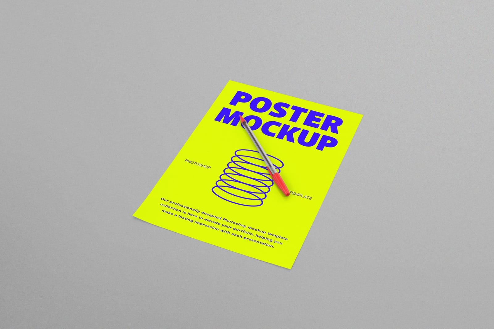 Flat Poster Mockup With Pen Set