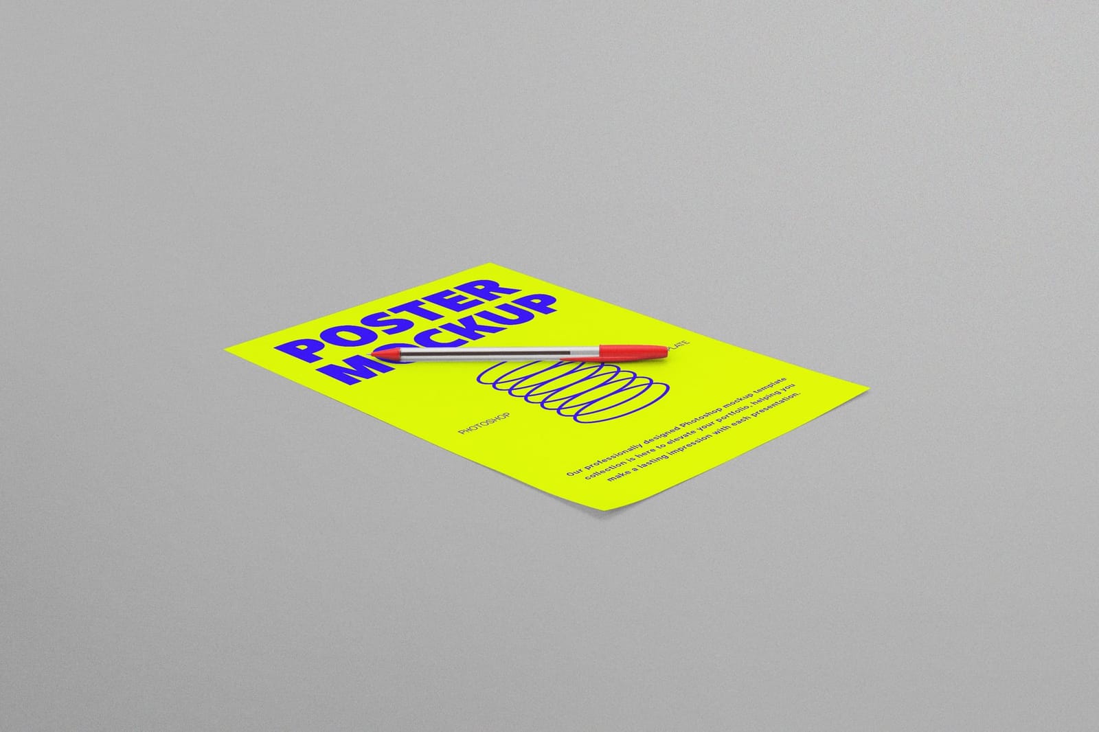 Flat Poster Mockup With Pen Set
