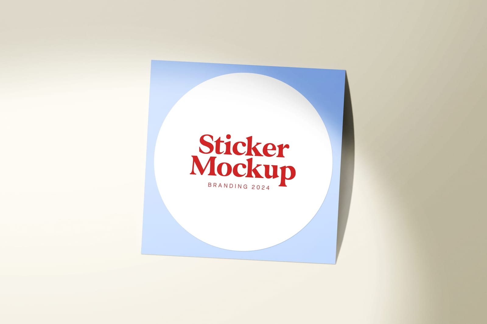 Floating Blue Square Sign Sticker Mockup