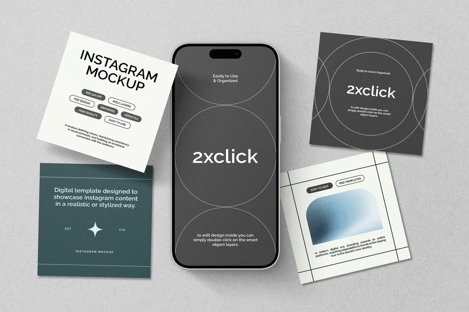 Floating Instagram Post Mockup with Iphone