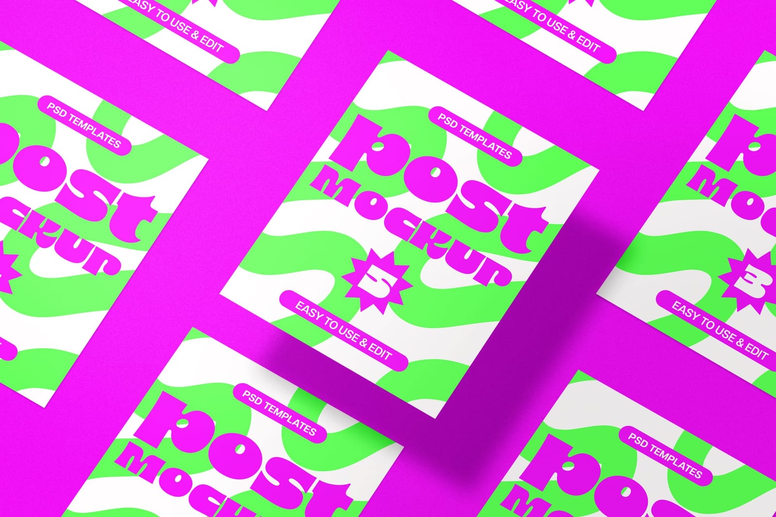 Fluorescent Purple Green Portrait Instagram Post Mockup