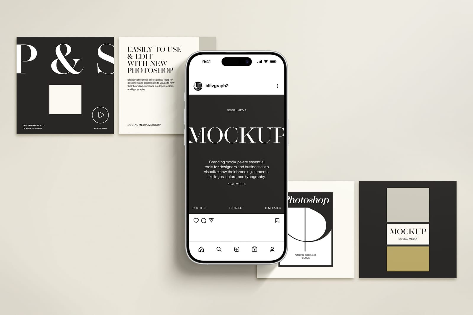 Four Linear Instagram Post Carousel Mockup