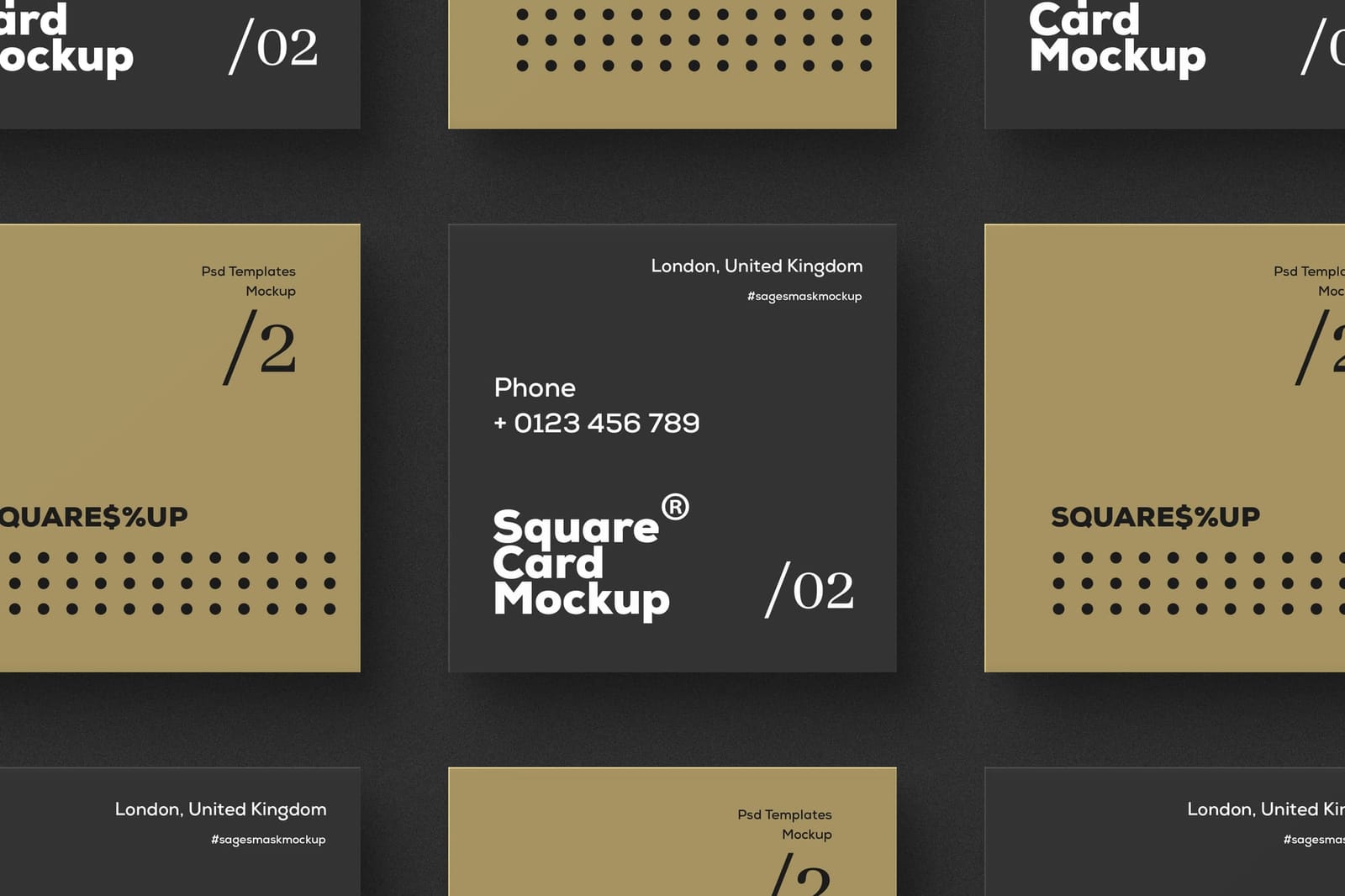 Geometrical Black Gold Card Instagram Post Grid Mockup