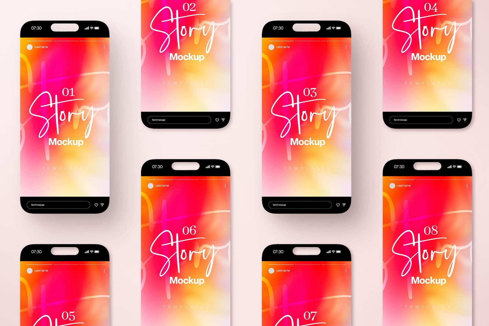 Gradient Centered Classic iPhone Instagram Story UI Mockup