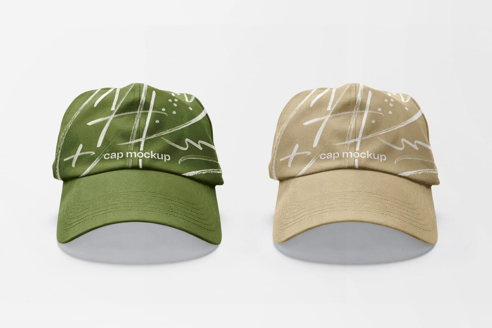 Green and Cream Two Cap Mockup